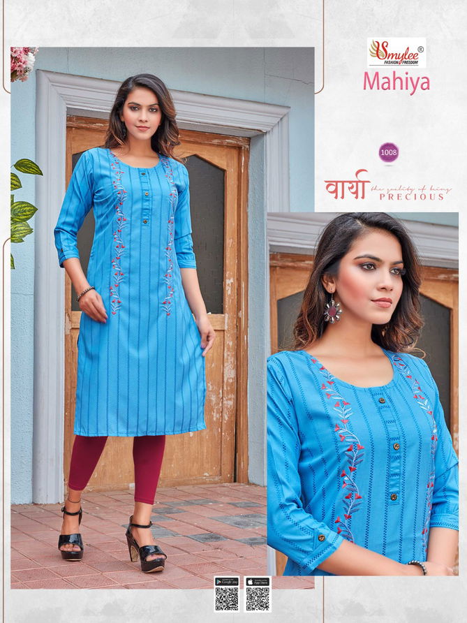 Rung Mahiya Heavy Rayon Designer Daily Wear Kurtis Collection